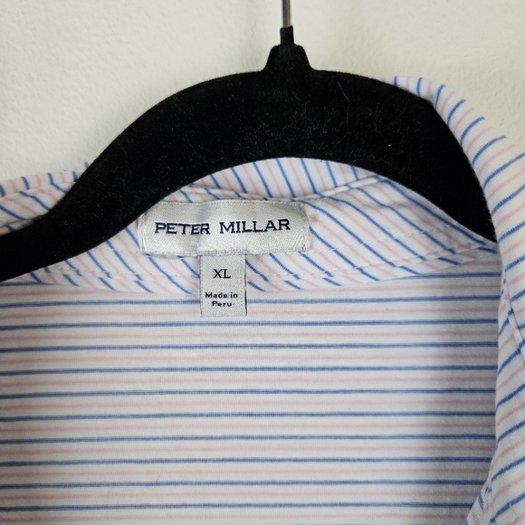 Peter Millar Pima Cotton USGA Short Sleeve Striped Polo Knit Shirt XL - Picture 3 of 8